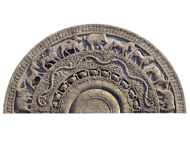 A Sri Lanka Temple Moonstone (Sandakada pahana) Sri Lanka, Late Anuradhapura Period, 10th/ early 11th Century