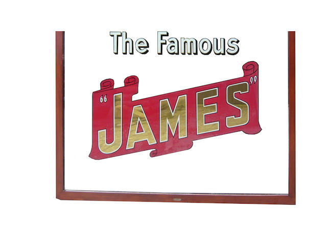A rare 'Ride The Famous James' advertising mirror, circa 1930,