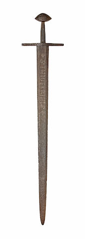 A Rare Sword Of Viking Type With Sinigelrinis Inscription