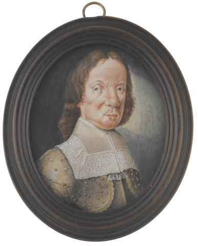 English School, Late 18th Century Oliver Cromwell (1599-1658), Lord Protector of England (1653-1658),  wearing gold studded armour with buff trim and white lawn collar with lace border