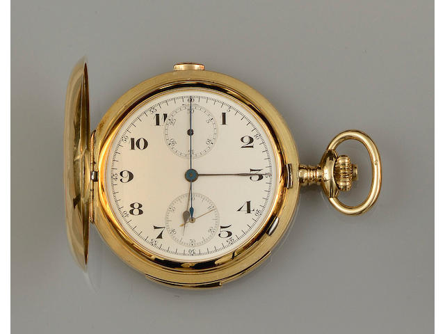A chronograph hunter pocket watch