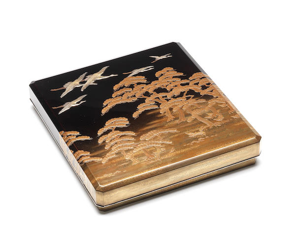 A lacquer suzuribako (writing box) and cover Late 19th century