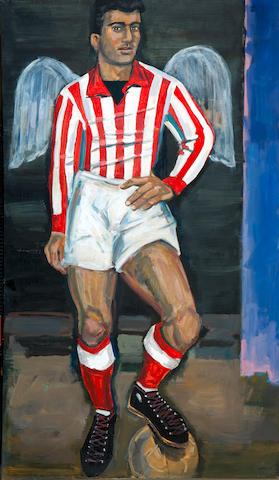 Yiannis Tsarouchis (Greek, 1910-1989) Olympiacos football player with wings of victory 120 x 70 cm.