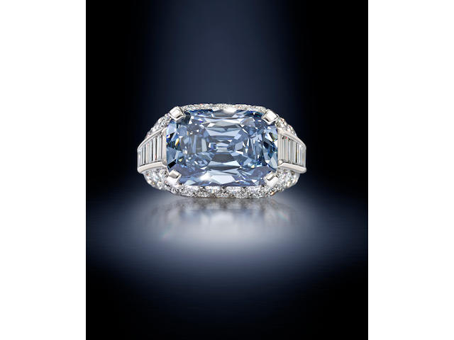 An important fancy deep-blue diamond 'Trombino' ring,