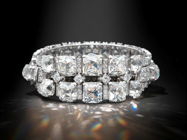 An art deco diamond bracelet, by Cartier,