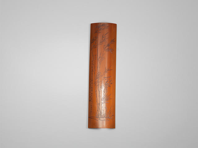 An inscribed bamboo wristrest Qing dynasty, in the style of Li Fangyin