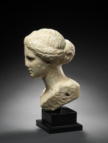A Greek marble bust of a goddess