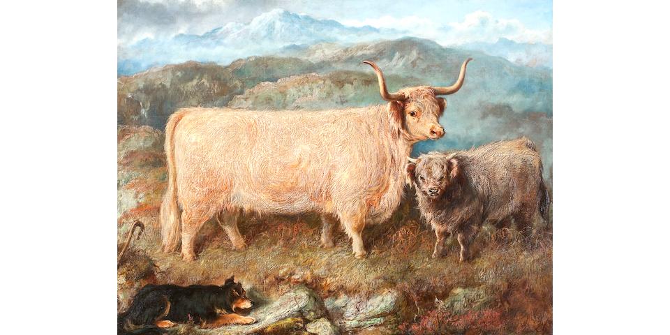 Gourlay Steel (British, 1819-1894) Gheal Chasach, prize highland cow,