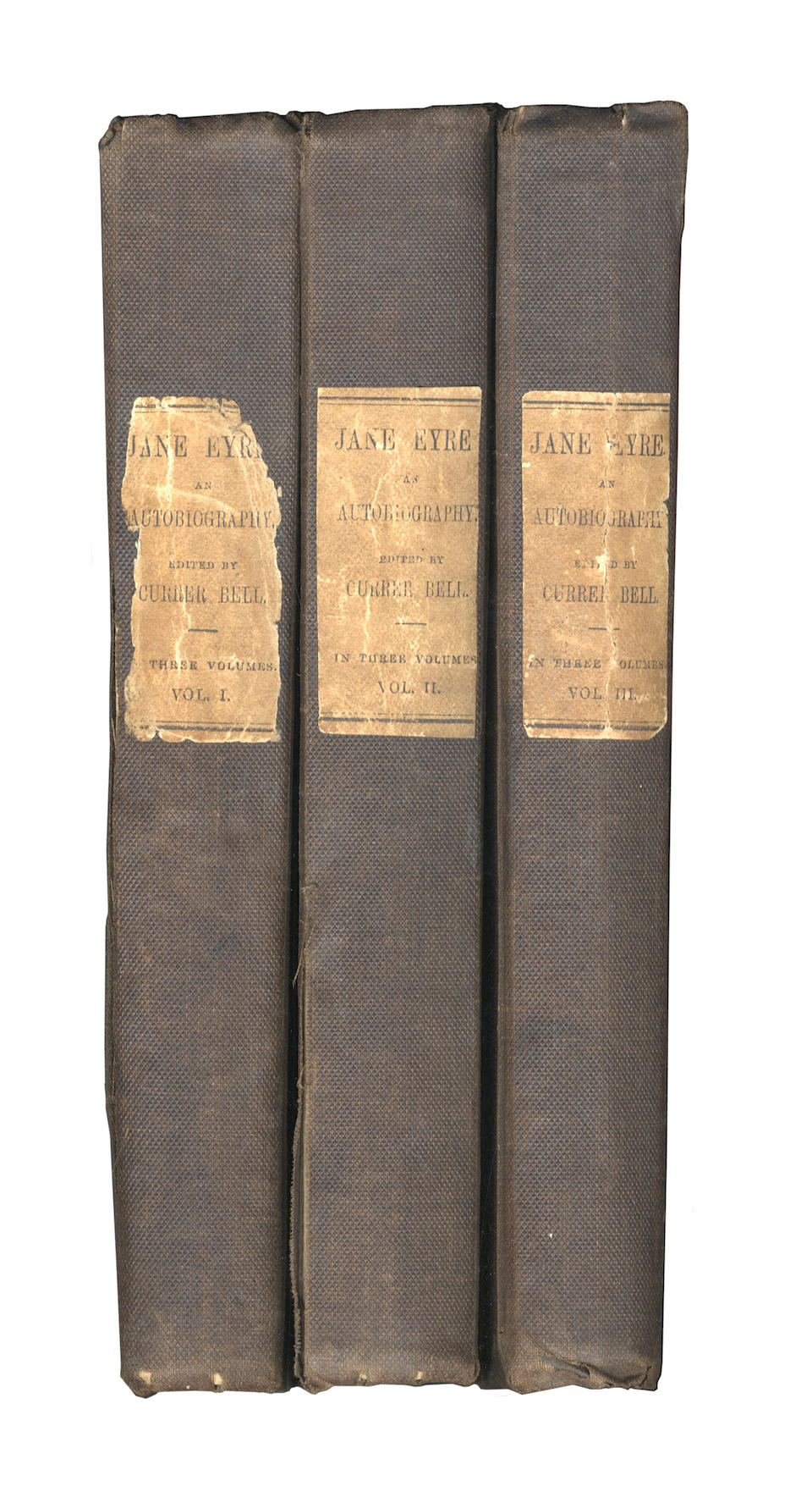 BRONTE (CHARLOTTE) Jane Eyre. An Autobiography, 3 vol., FIRST EDITION, ORIGINAL BOARDS, 1847