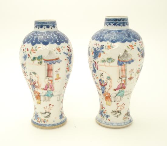 A pair of famille rose baluster vases 18th century