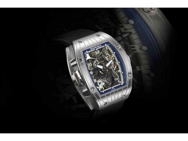 Richard Mille. A very fine and rare 18ct white gold dual time zone tourbillon manual wind wristwatchPerini Navi Cup RM015, Case No.AG WG/28, Recent