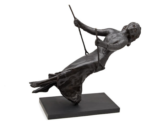Sydney Harpley R.A. (British, 1927-1992) Girl on a swing 44cm (h) x 68cm (l) x 26cm (w).