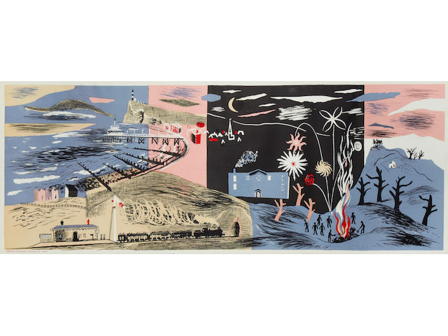 John Piper CH (British, 1903-1992) Nursery Frieze II Autolithograph in colours, 1936, on machine-made lithographic cartridge paper, unsigned as published from an unspecified edition, printed by Waterlow & Son, published by Contemporary Lithographs, 460 x 1215mm (18 1/8 x 47 7/8in)(I)