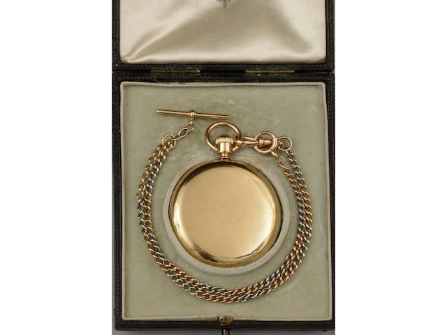 E. Dent & Co: A 18ct gold hunter chronograph pocket watch