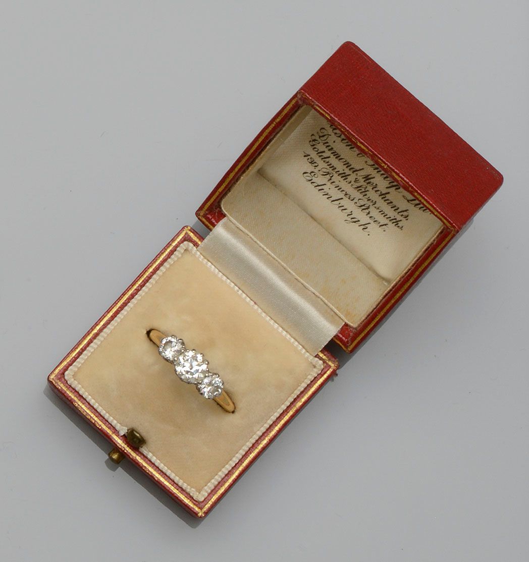 A diamond three stone ring