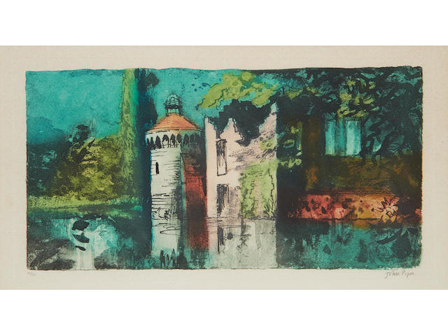 John Piper CH (British, 1903-1992) Scotney Castle Portfolio The complete set of six etchings with aquatint printed in colours, 1983, on Arches, each signed and inscribed 'a/p' in pencil, aside from the edition of 50, printed and published by Kelpra Studio, London, with full margins, 212 x 405 mm (8 1/4 x 16 in)(PL)(6)