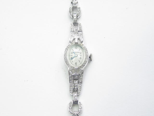 A lady's diamond cocktail watch, by Bulova