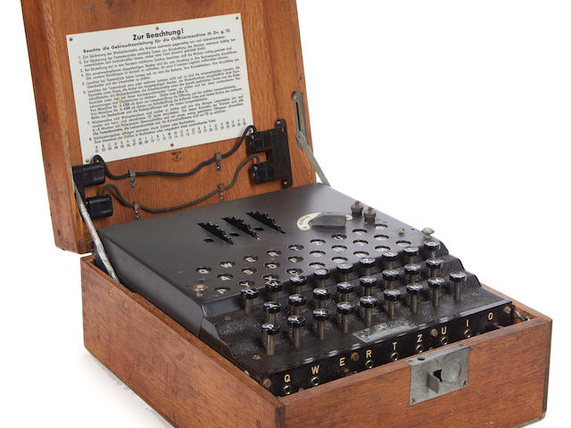 A rare three-rotor German Enigma enciphering machine, 1944,
