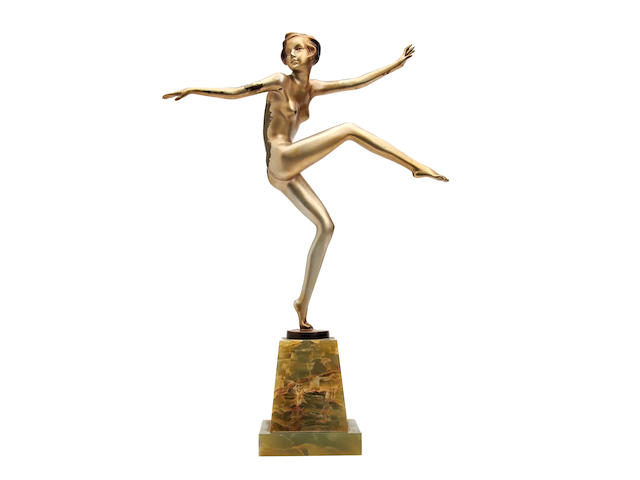 A large Josef Lorenzl patinated gilt-bronze figure of a Dancing Girl Circa 1925