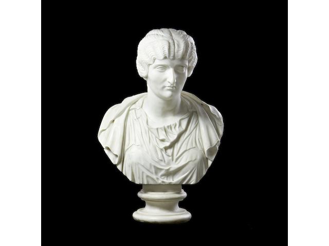 A late 18th /  early 19th century Anglo-Italian carved white marble bust of a Roman empress, probably Julia Domna