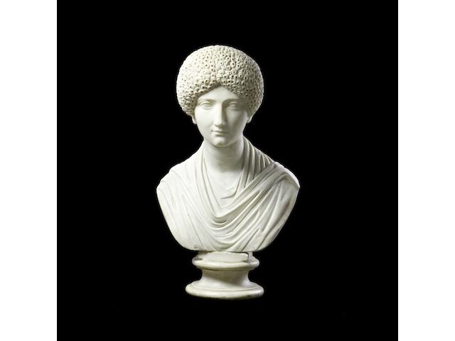 A late 18th century / early 19th century Anglo-Italian carved white marble bust of the empress Agrippina