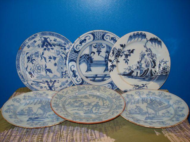 A collection of Chinese blue and white exportware circular plates 18th century and later