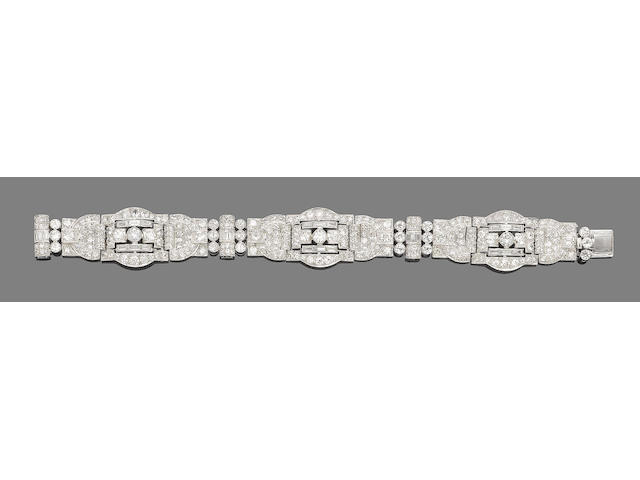 An art deco diamond bracelet,