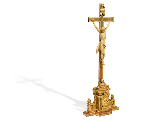 Northern Italian, late 18th Century A carved wood and gilt gesso crucifix in the Neo-Classical style, circa 1780
