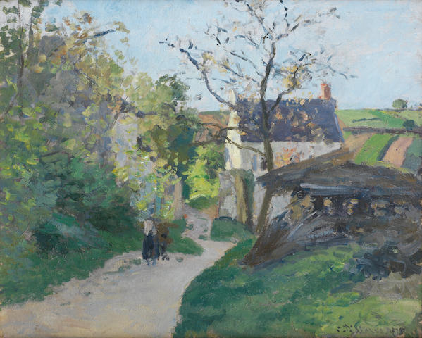 Camille Pissarro (French, 1830-1903) Le grand noyer &#224; l'Hermitage