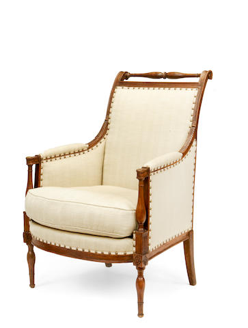 A Directoire stained beech berg&#232;re