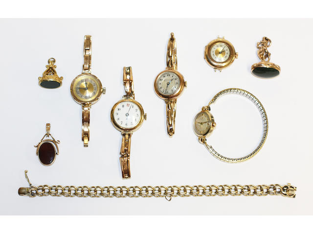 A collection of watches and jewellery, (9)