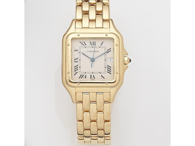 Cartier. An 18ct gold quartz calendar bracelet watchPanthere, Case No.8839685476, Sold 18th December 1987