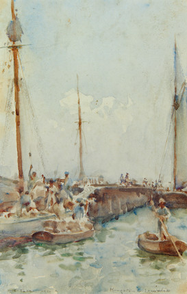 Henry Scott Tuke, RA, RWS (British, 1858-1929) Harbour scene in Kingston, Jamaica image 1