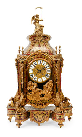 An impressive late 19th century French gilt bronze mounted scarlet tortoiseshell and brass inlaid 'Boulle' style bracket clockin the R&#233;gence style