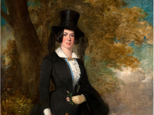 Sir Francis Grant RA (British, 1803-1878) Portrait of an elegant lady in riding habit, unframed