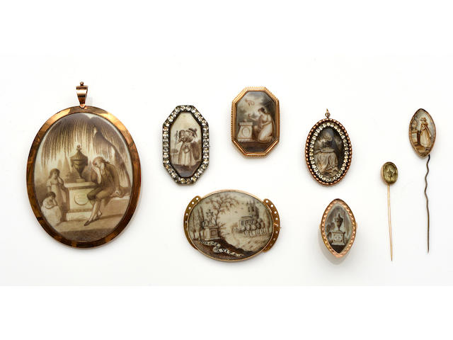 A collection of late 18th/early 19th Century mourning jewellery (8)