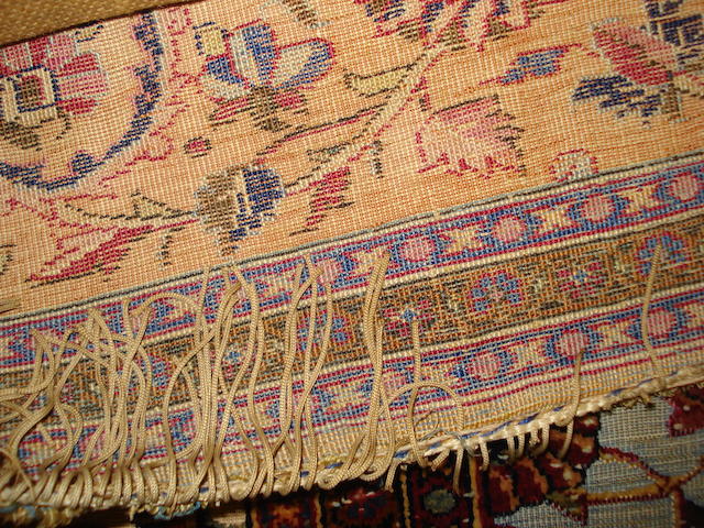 A silk Kashan souf rug, Central Persia, 200cm x 130cm