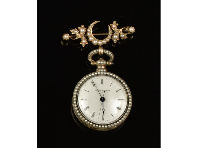 Bovet Fleurier: A 19th century enamel and seed pearl fob watch
