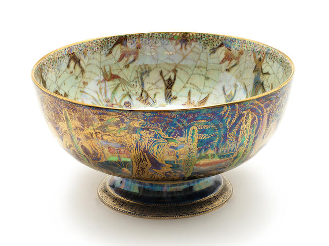 Daisy Makeig-Jones for Wedgwood 'Elves and Bell Branch' a Fairyland Lustre Punch Bowl, circa 1925