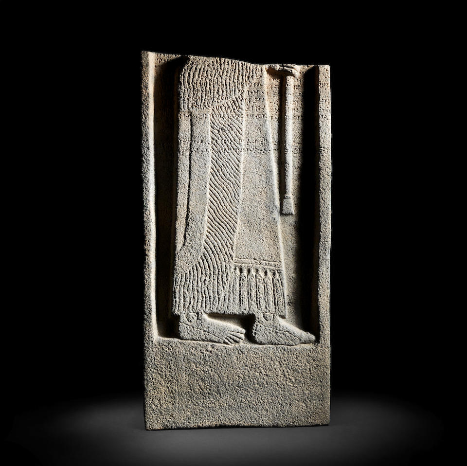 A monumental Neo-Assyrian black basalt royal stele of Adad-nerari III of Assyria