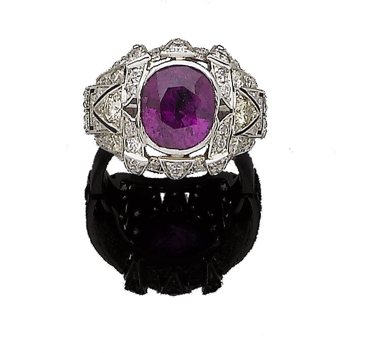A ruby and diamond ring