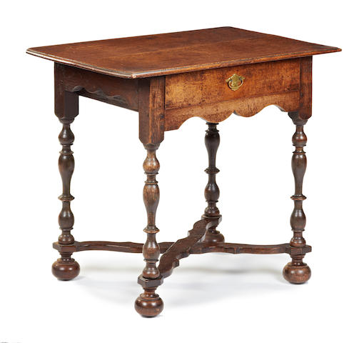 An early 18th century and later oak side table, English