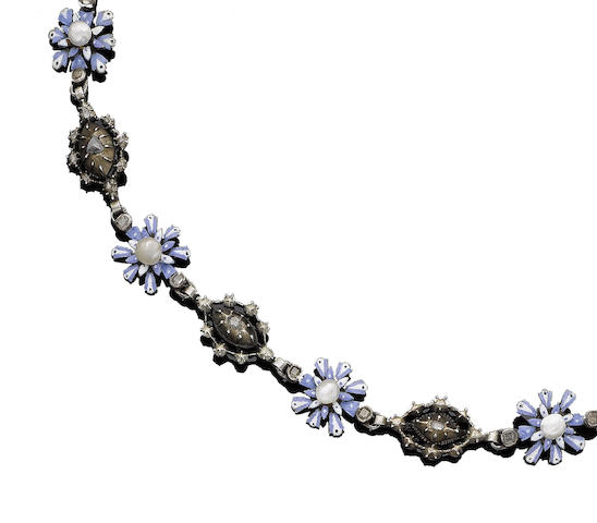 Bonhams : An 18th century enamel, pearl and diamond necklace