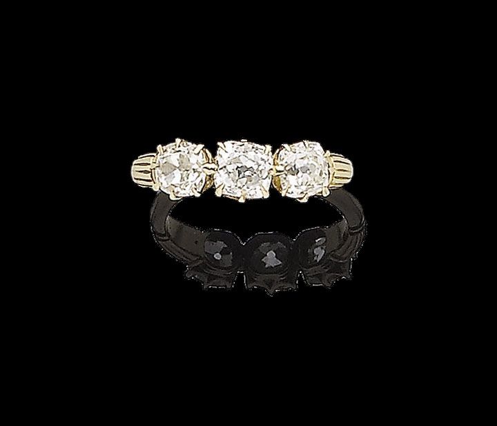 A diamond three-stone ring
