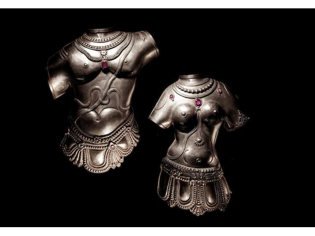 A large pair of Tamil Nadu silver body coverings Kavacham South India, 19th Century South India, 19th Century(2)