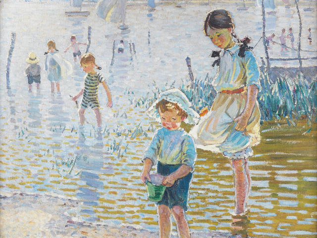 Dorothea Sharp, RBA, ROI (British, 1874-1955) Children paddling at Bosham