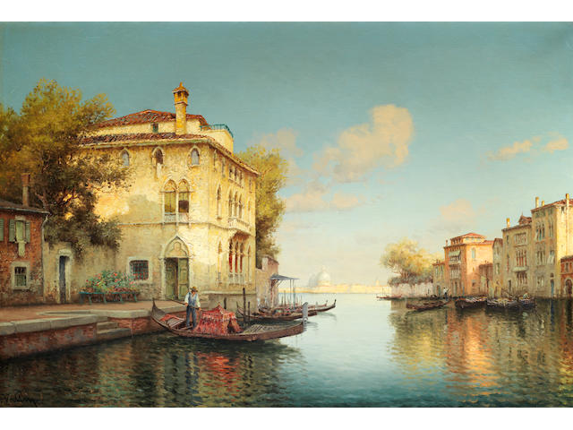 Vallin  (Hugo Golli) (Italian, b.1921) A summer's evening in Venice