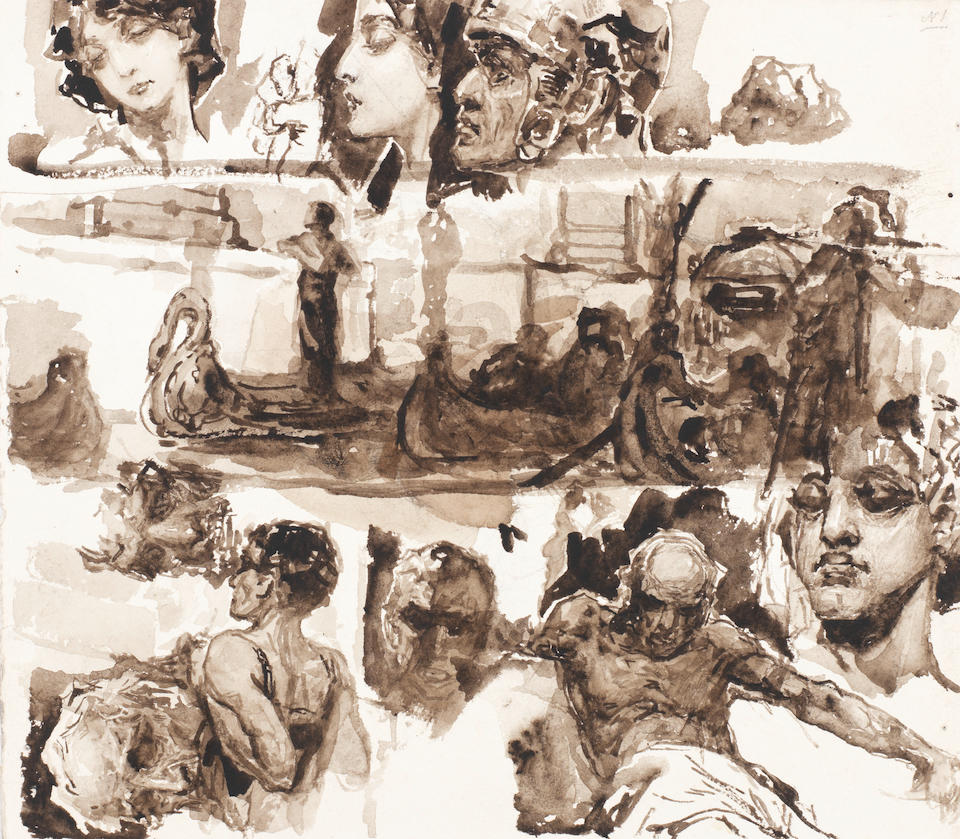 Vasili Aleksandrovich Kotarbinsky (Russian, 1849-1921) A collection of sketches and studies, circa 1887-1900 size of largest: 26 x 46cm (10 1/4 x 18 1/8in).
