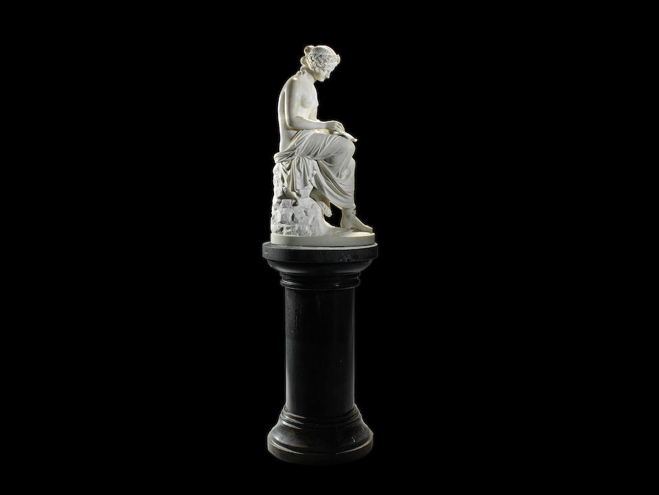 William Brodie, Scottish (1815-1881): A sculpted white marble figure of 'Corinna', also known as 'Corinna, the Lyric Muse'