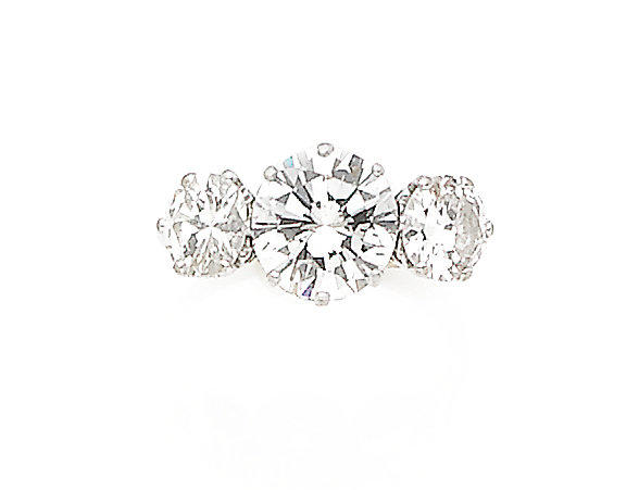 A diamond three-stone ring, by Boodle and Dunthorne
